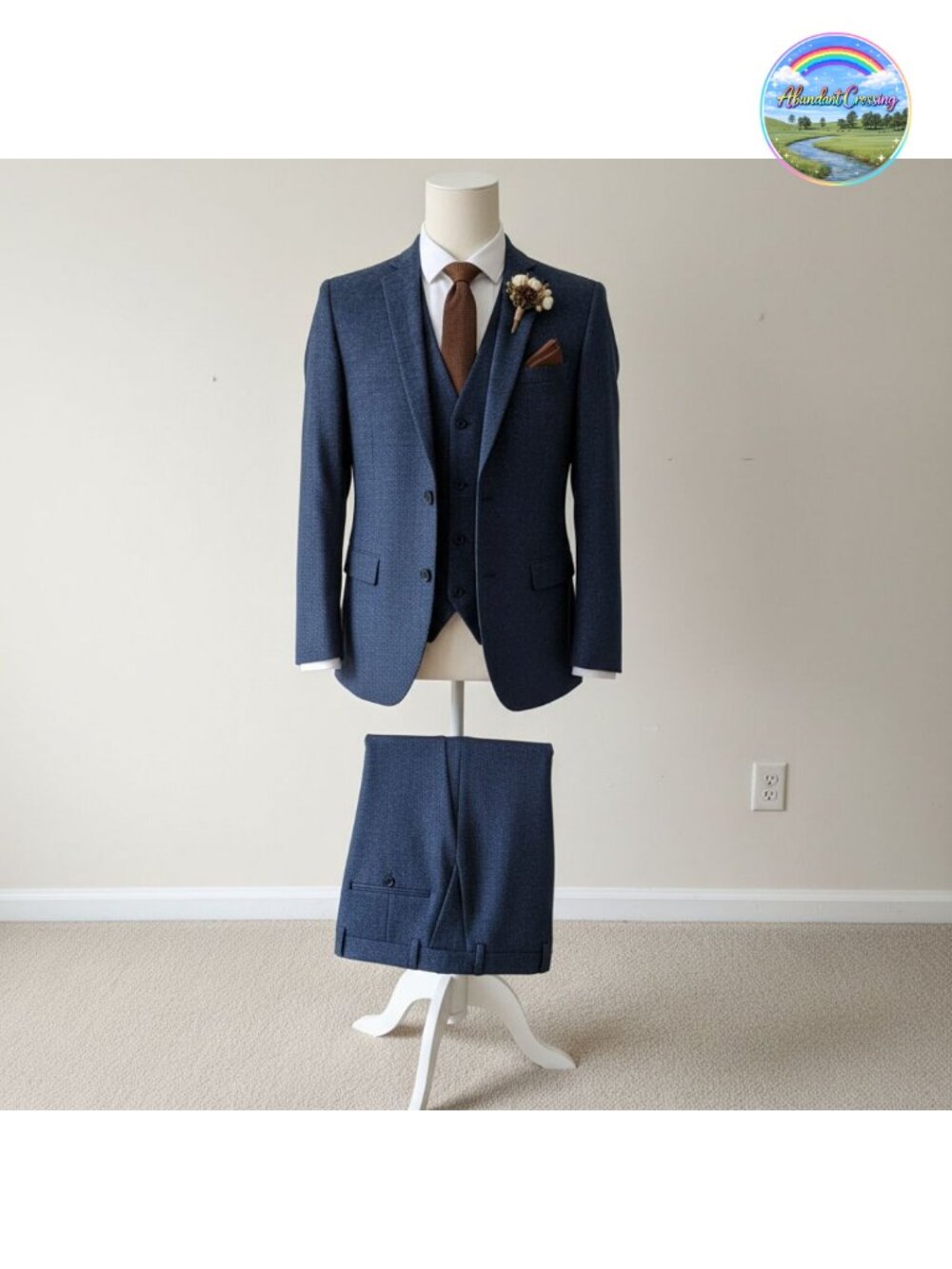 Men's 3 Piece Herringbone Tweed Suit Slim Fit Vintage Groom Wedding Prom